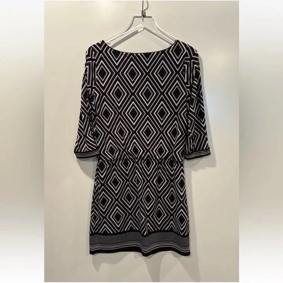 White House Black Market Geometric Boat Neck Drop Waist Dress Women’s Small (848 - Picture 2 of 5